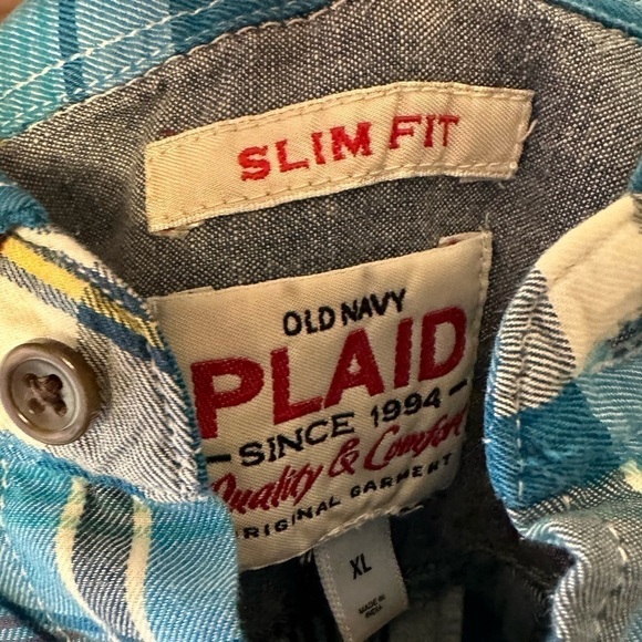 Old Navy Plaid Slim Fit Men’s XL Long Sleeve Button Down Shirt - Picture 7 of 9